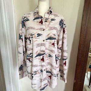 Vintage Eddie Bauer Victorian Ski Motif | Corduroy | Lightweight Shirt Medium